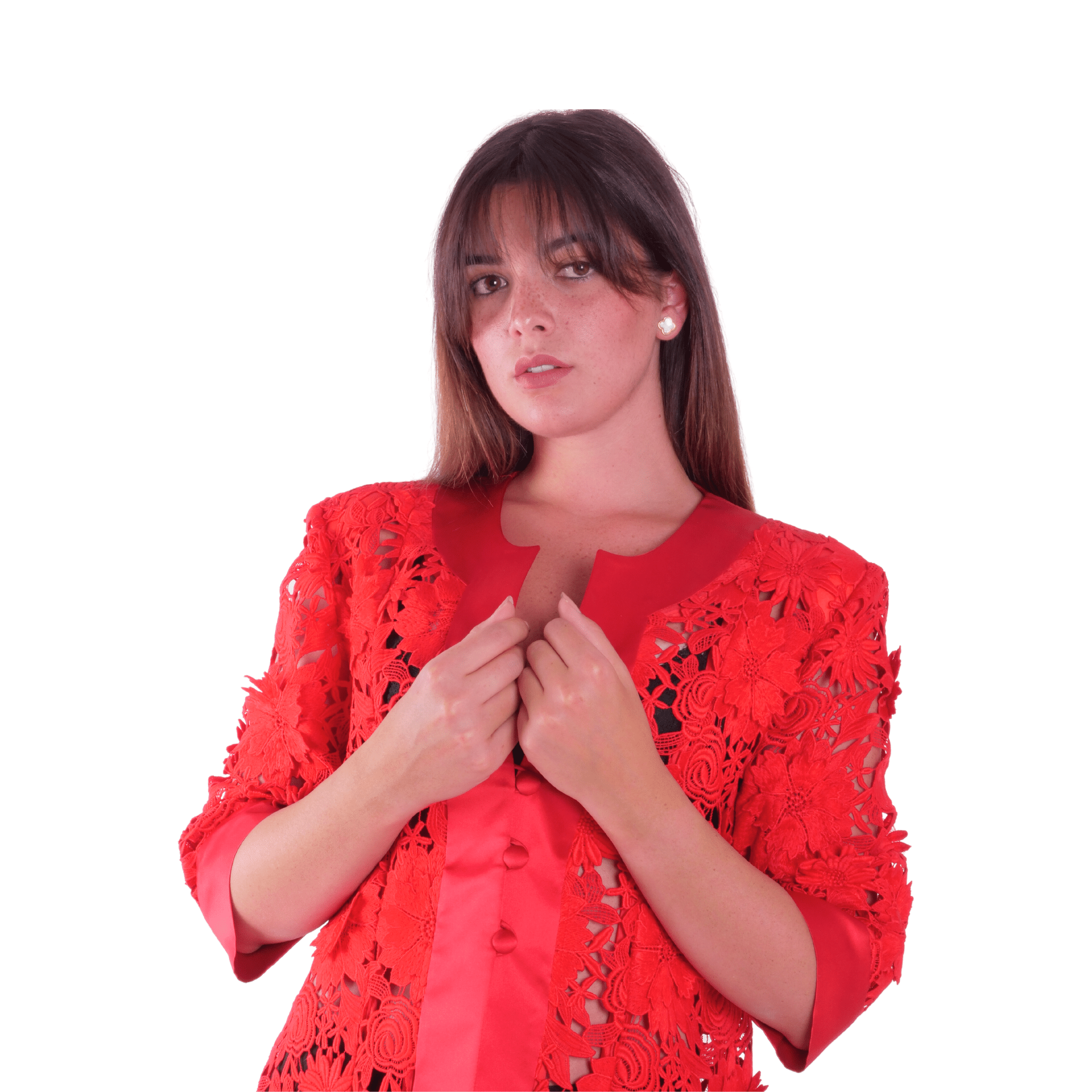 Giacca a Fiori con pizzo rosso Gianni Accardi