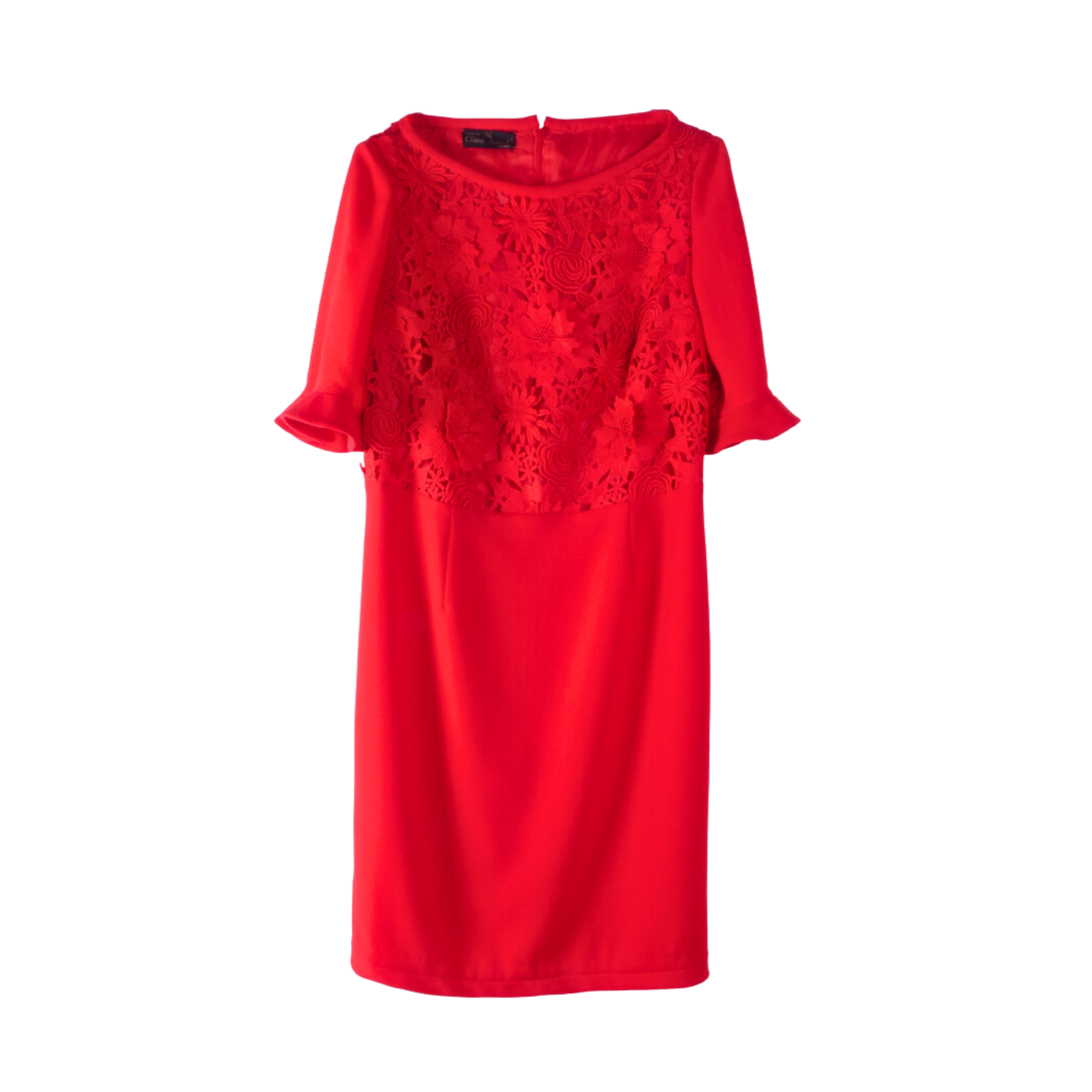 Tubino con fiori in pizzo rosso Gianni Accardi